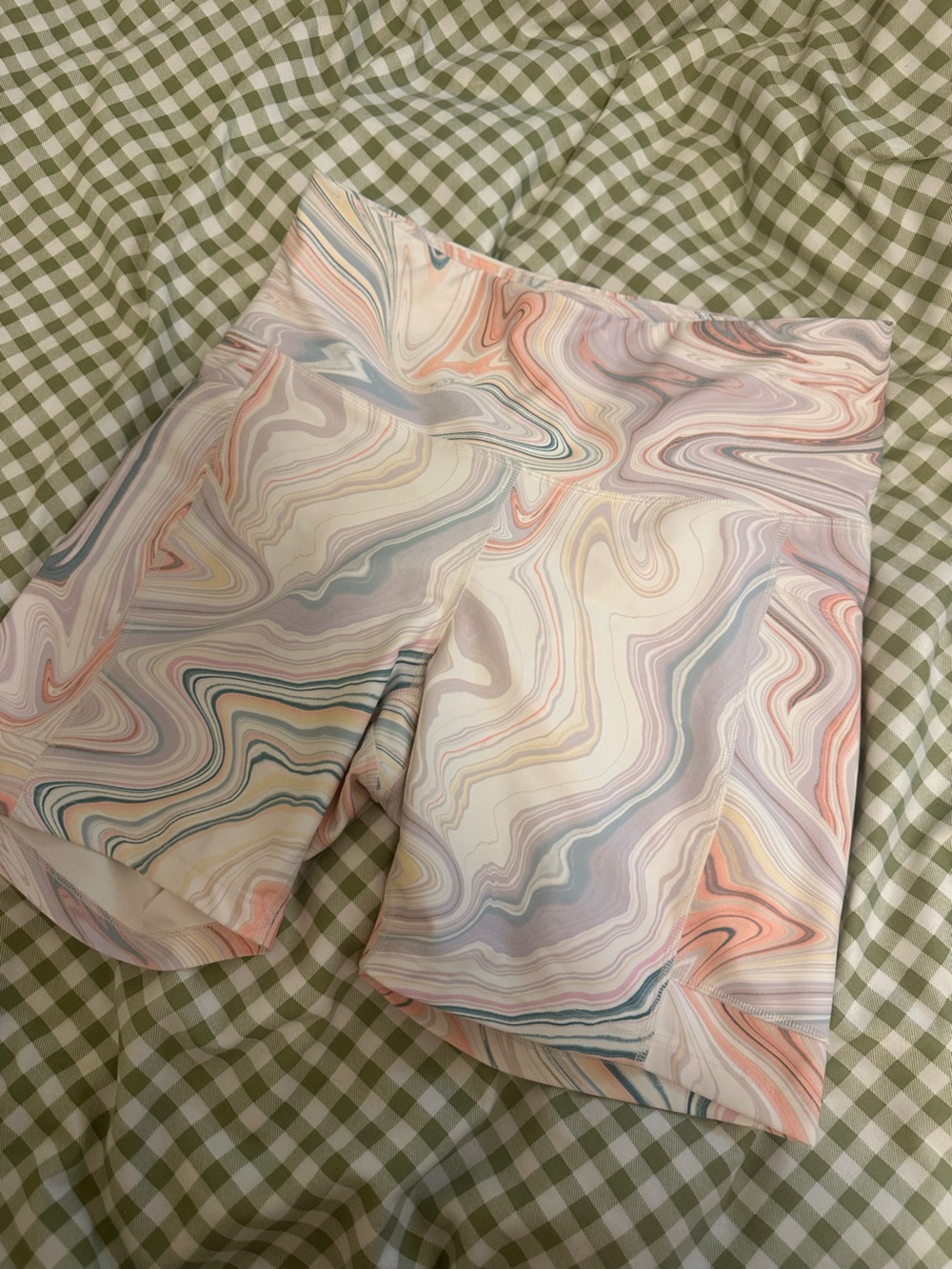 Old Navy Pastel Marble-Print Bike Shorts - Picture 2 of 5